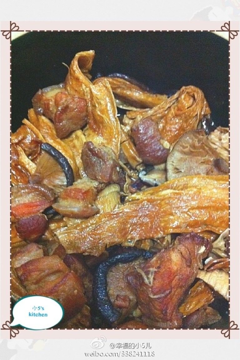 五花肉焖腐竹
