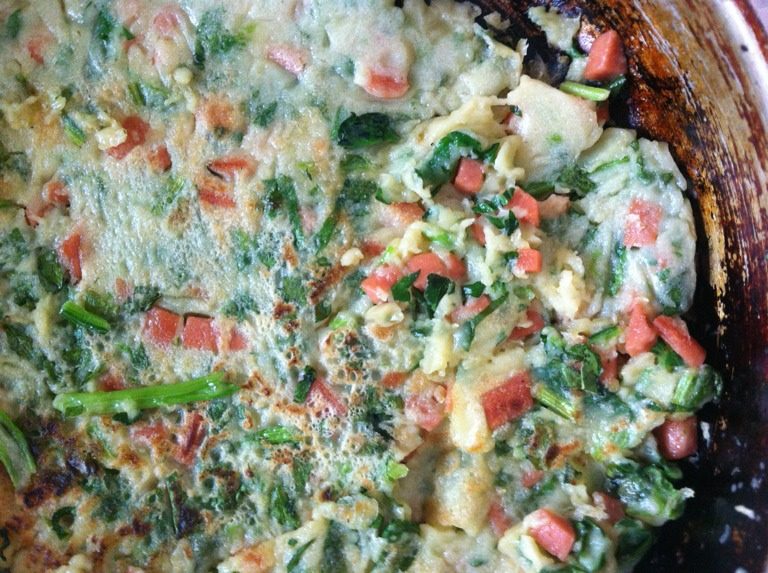 火腿菠菜煎饼