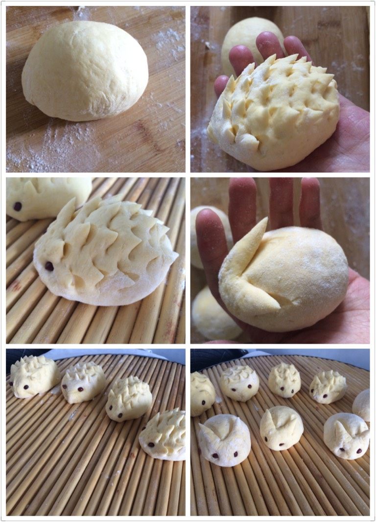 南瓜面点,如图兔子和刺猬（用剪刀剪）
