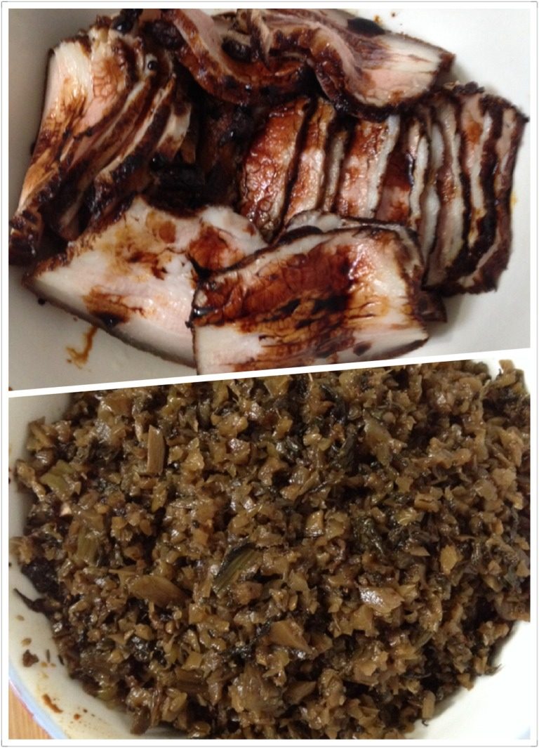 梅菜扣肉,五花肉上撒一点老抽,然后铺上炒好的<a style='color:red;display:inline-block;' href='/shicai/ 9565'>梅菜</a>