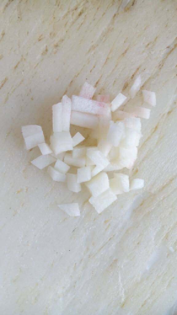 创意小盆栽,桃子切丁