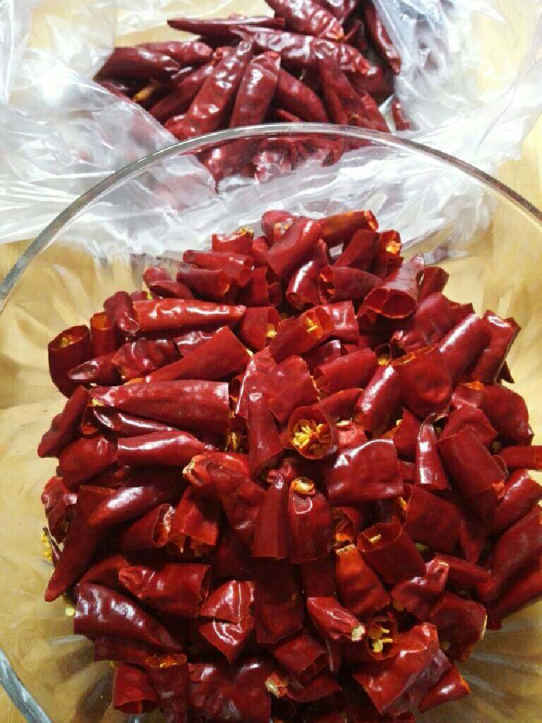 牛肉粒油辣椒,<a style='color:red;display:inline-block;' href='/shicai/ 86474'>干辣椒</a>擦干净,剪成小段。