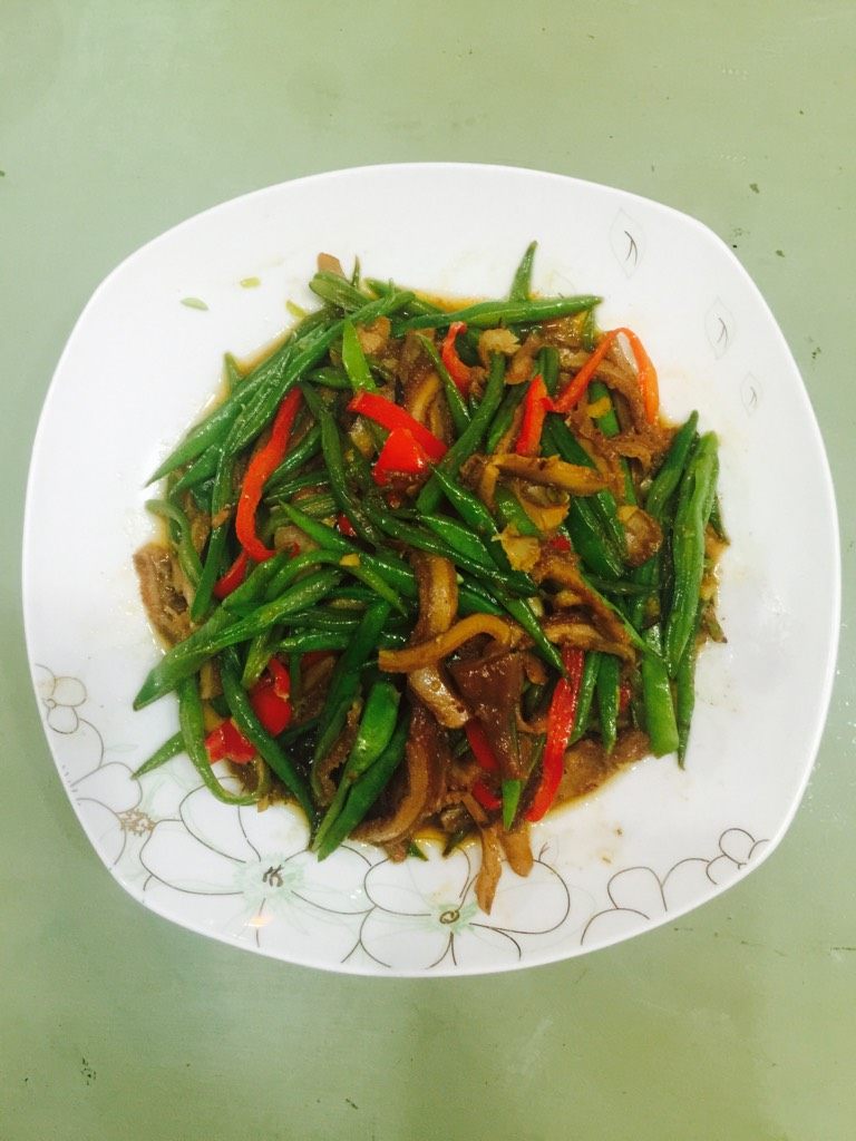 四季豆爆肚丝