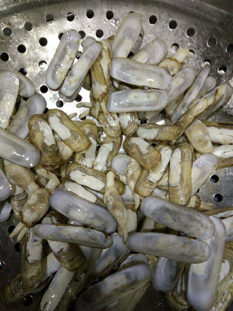 盐水蜻,初次焯水捞起虑水只为把壳打开