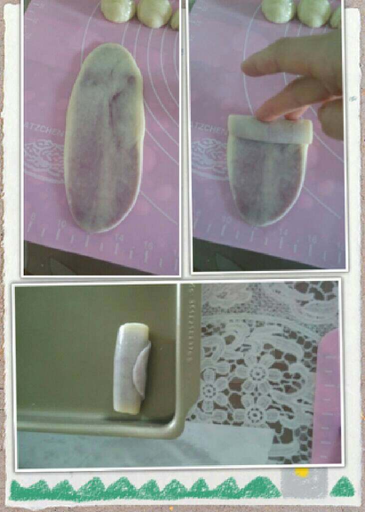 蛋黄酥,油皮酥油团用手掌压瘪,用搟面杖从中间往两头搟长,卷起;(越薄层次越多,如果觉得破皮,扑点低粉在破皮的地方)全部卷好,盖保鲜膜松弛15分钟