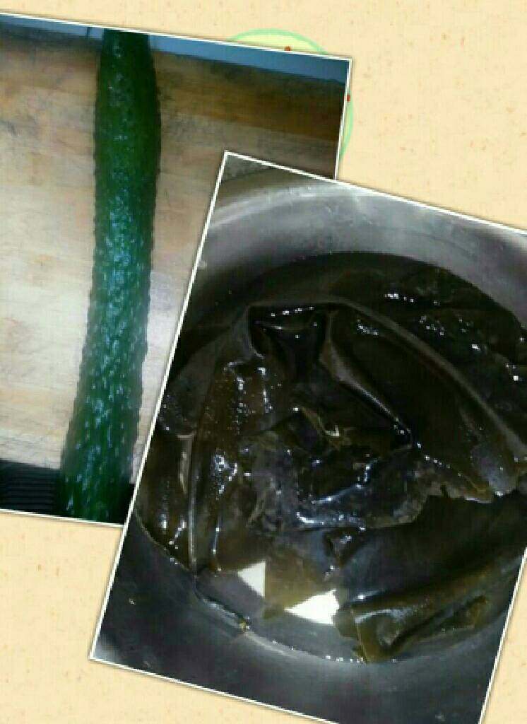 凉拌海带丝,材料；海带，青瓜
