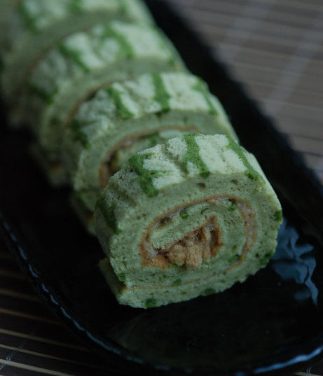 抹茶海绵肉松卷