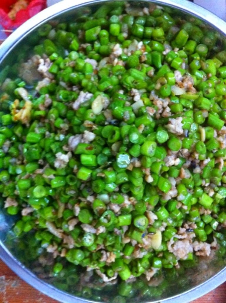 豆角米炒肉泥