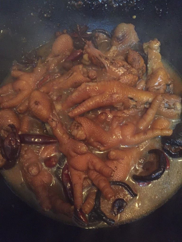 麻辣鸡爪,3，加入水大火煮开，转中火，煮20分钟，加盐，收汤汁，盛入碗中就可以了