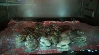 蒜香烤花蛤,180度15分钟;