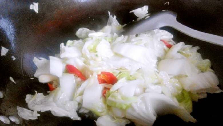 家常菜一酸辣白菜,接着放入<a style='color:red;display:inline-block;' href='/shicai/ 114'>白菜</a>，大火翻炒，期间放入醋，<a style='color:red;display:inline-block;' href='/shicai/ 756'>鸡精</a>，盐，等它出汁，关火起锅。