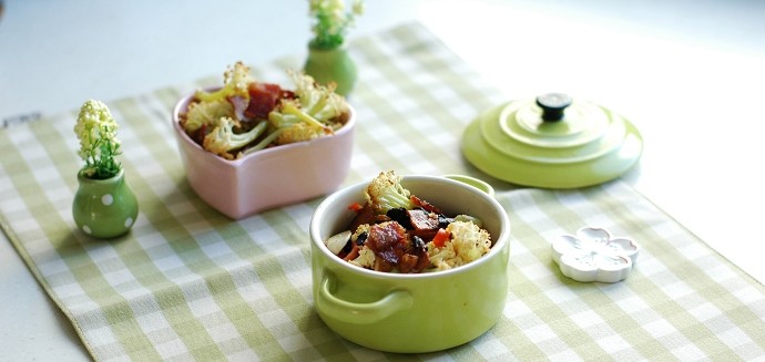 培根豆豉烤菜花