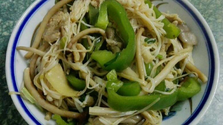 三菇青椒炒肉丝
