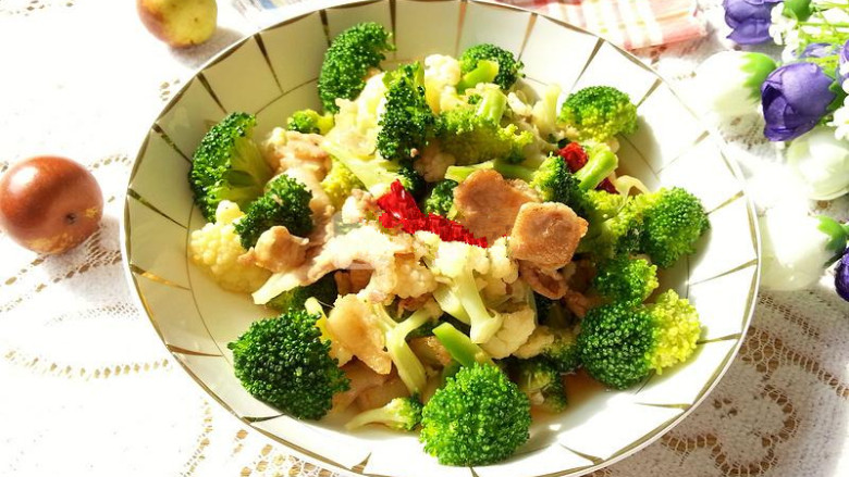 五花肉炒双花