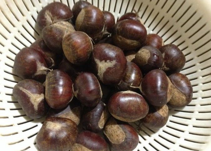 板栗烧鸡,小锅加盐煮半锅开水,要比烧汤略咸,水沸关火倒入栗子,盖盖焖五分钟;