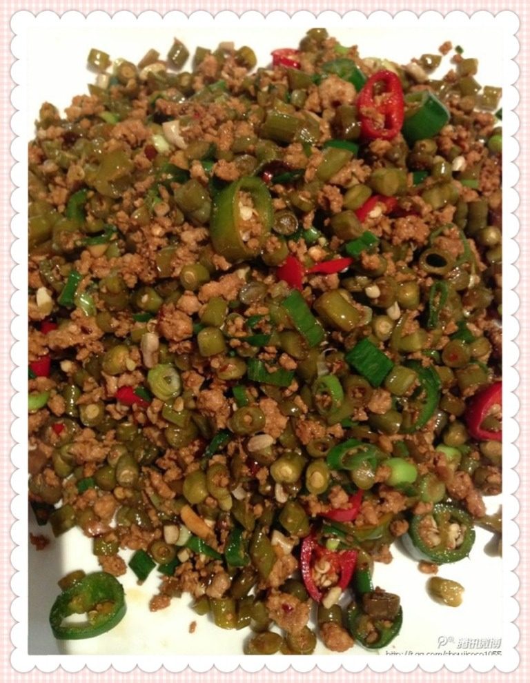 双椒长豆炒肉末
