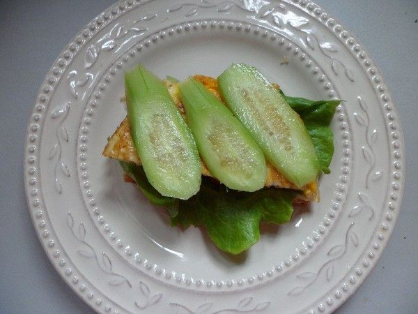 法风烧饼,摆上黄瓜片