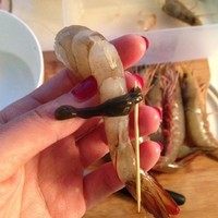 面包糠炸虾,去壳去虾线
