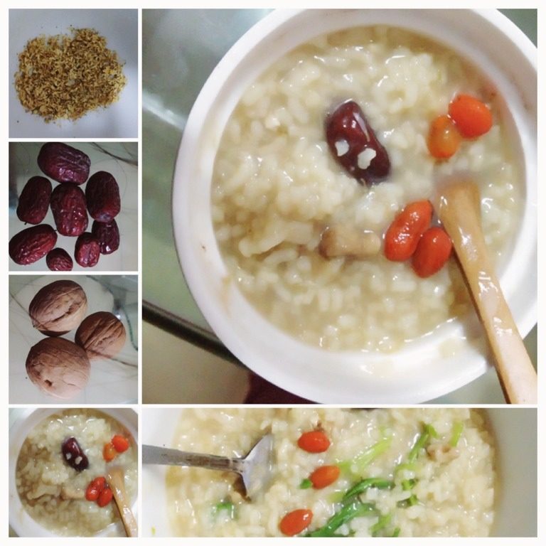 红枣核桃菊花粥