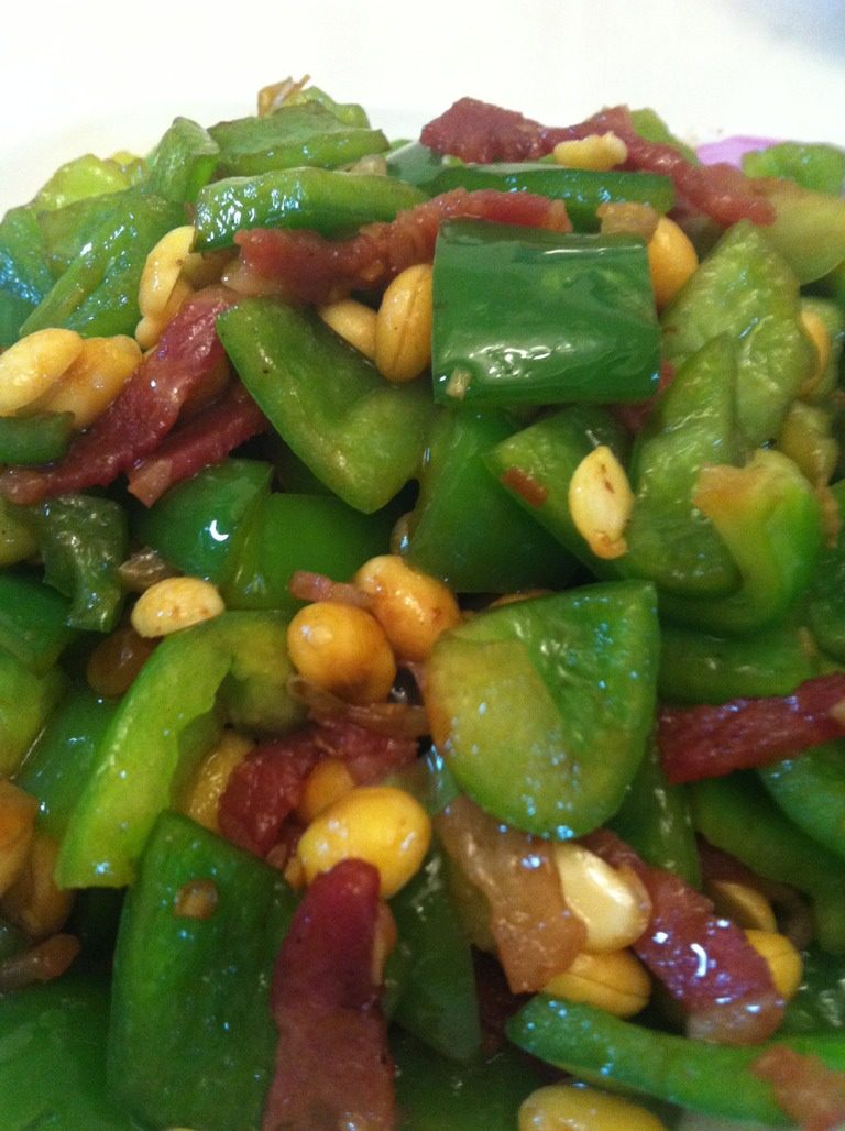 培根炒豆嘴椒丁