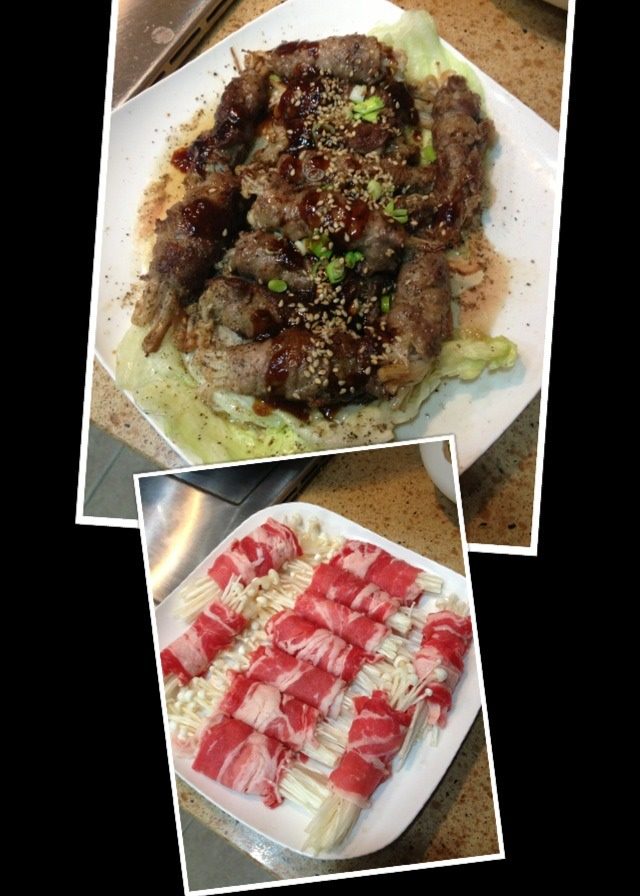 香煎肥牛金针菇卷