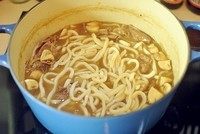 咖喱乌冬,加入乌冬。加<a style='color:red;display:inline-block;' href='/shicai/ 788'>生抽</a>，盐调味。还可以加些椰浆或者牛奶。