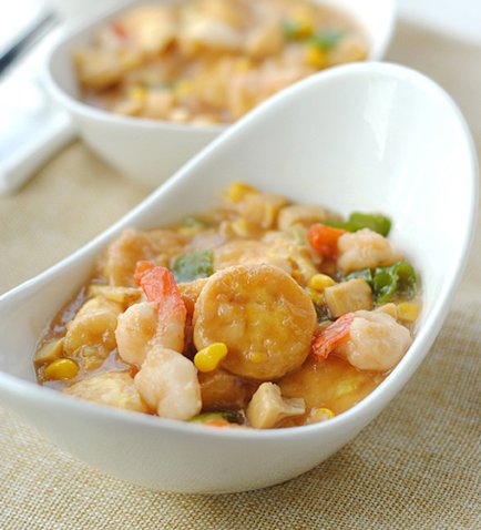蚝油虾仁玉子豆腐