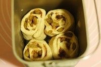 肉桂葡萄干面包 ,把面桶里的搅拌叶片拆掉,放入面团,再把面桶放回机器。这个步骤要在15分钟内完成。