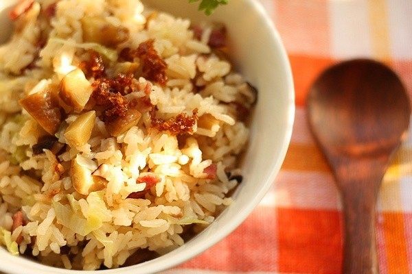 培根杂菜栗子饭