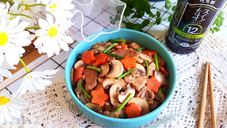 蘑菇炒肉片,成品图!