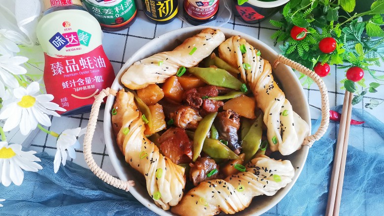 豆角焖卷子,成品图!