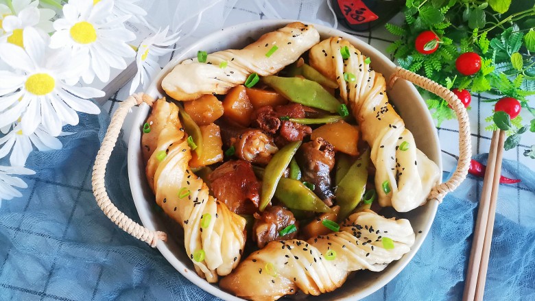 豆角焖卷子,成品图!