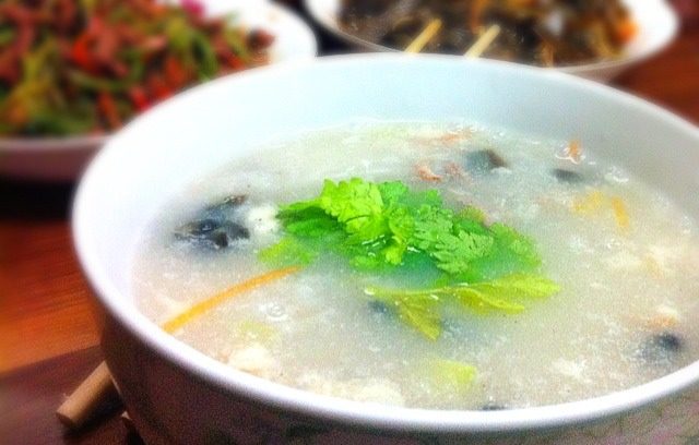 皮蛋烤鸭粥