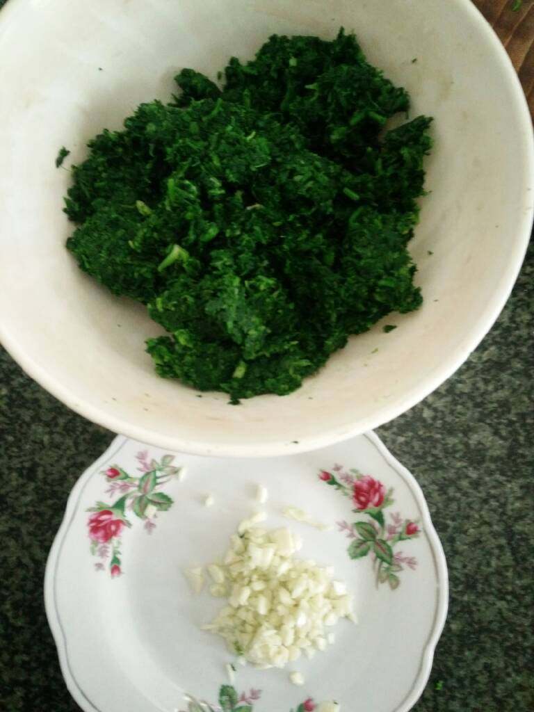 叽菜菜饺,野菜剁碎，大蒜剁碎