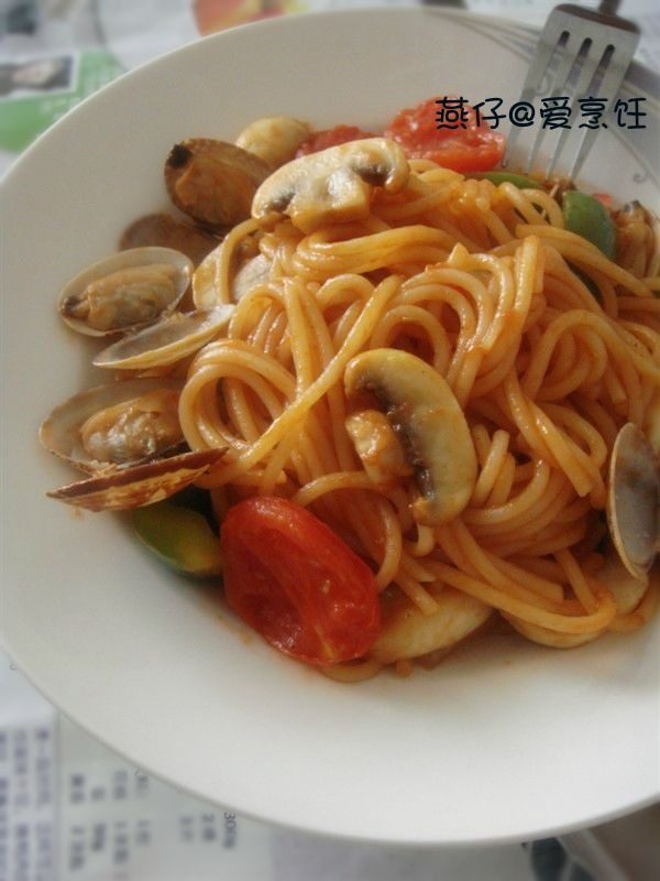 口蘑茄汁意面