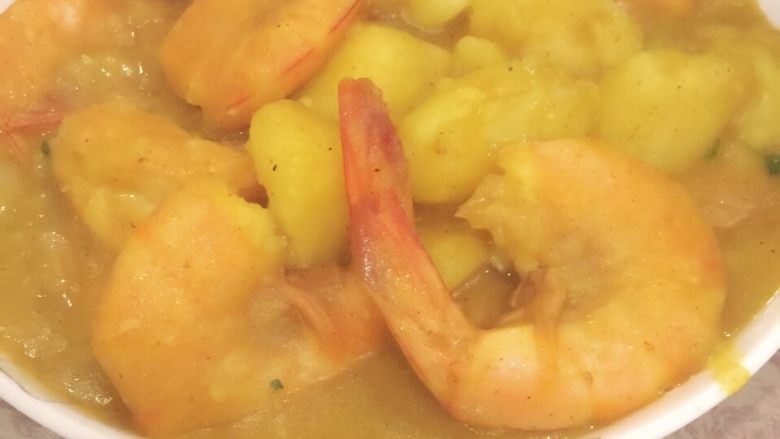 咖喱土豆煮大虾
