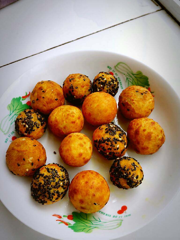 抹茶巧克力流沙地瓜丸子,成品