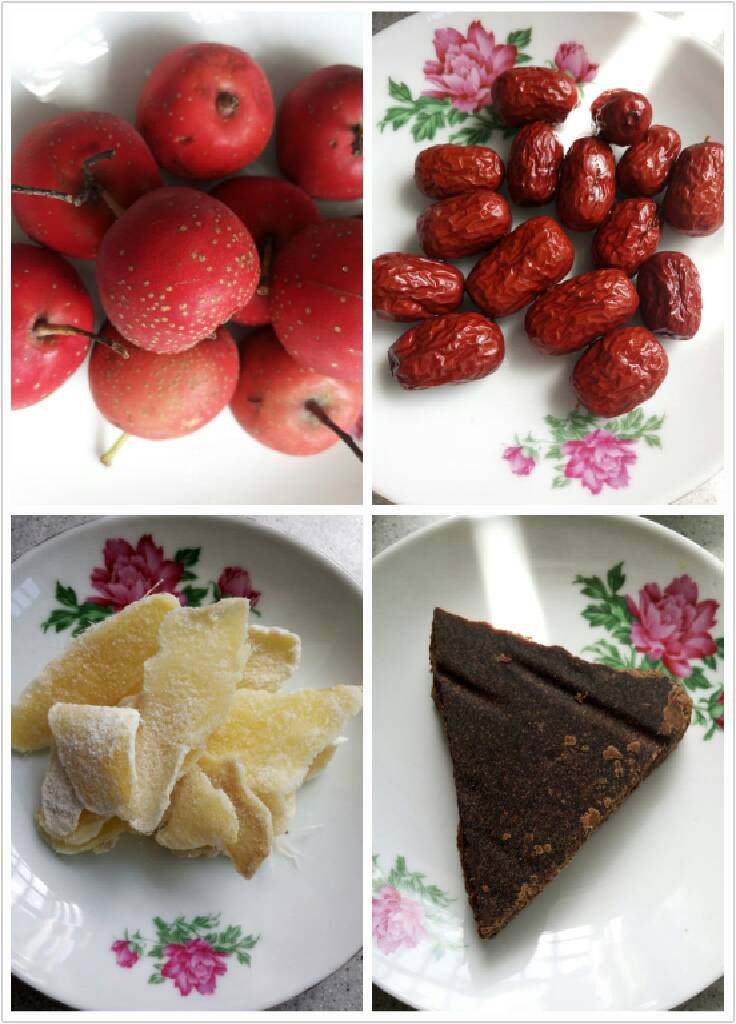 黑糖山楂红枣膏#健康美颜餐#,红枣,山楂洗净备用
姜片(用的是超市买的糖姜片)