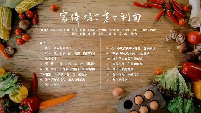 宫保鸡丁意大利面,材料+步骤图。