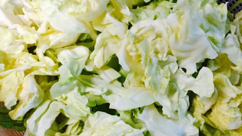 手撕球菜,将球菜用水冲洗后，手撕成小块，也可撕完再冲洗，一般就外面几层比较脏，里面可干净了，撕好沥干水分备用