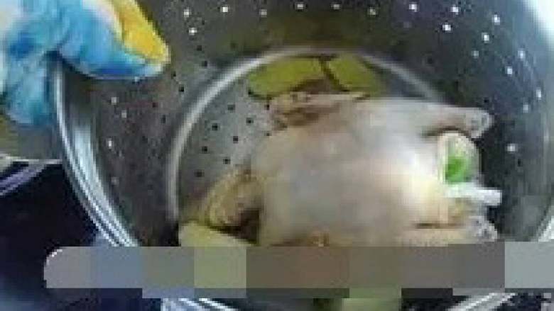 肥嫩鲜美白斩鸡,将鸡放入锅中净煮,中间提锅四至五次,倒出腔中的水,以保持内外温度一致。