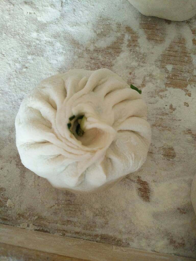 菜包子,加适量馅,兜成包子