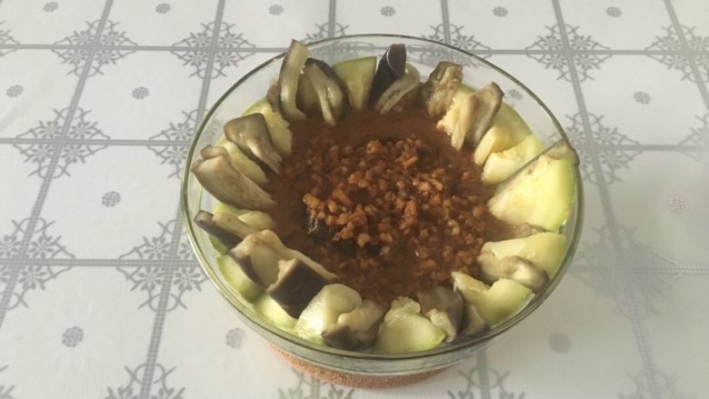浇汁蒸茄子（男票的菜）