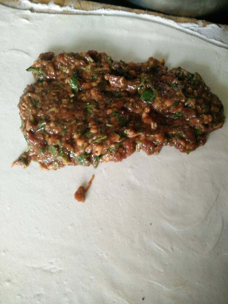 香菜猪肉肉饼,放肉馅