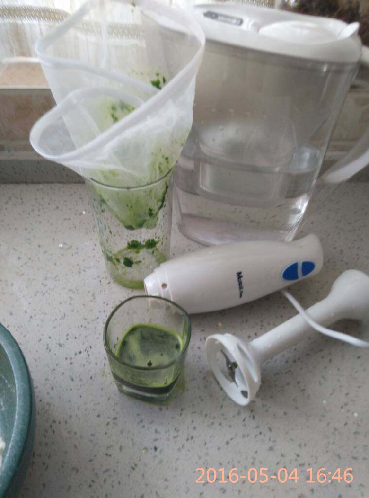 刘记:翡翠槐花馅饺子,打磨成汁