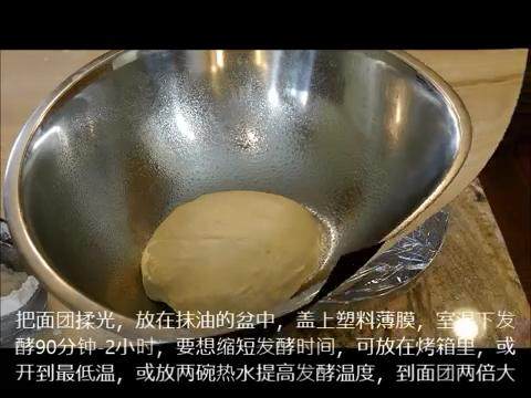 简单的小餐包(厨师机版),取出面团,手粘上面粉看看是否形成手套膜。持续搓揉至光滑,放在抹油的盆中,覆保鲜膜发酵1.5-2小时到面团2倍大