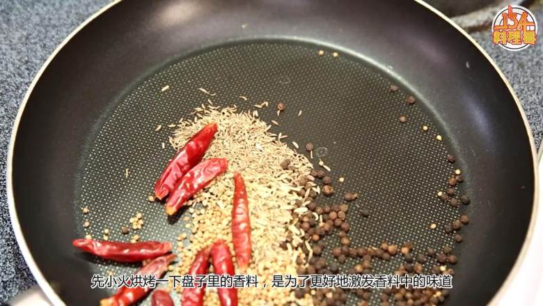 南印度风咖喱,将黑胡椒粒、<a style='color:red;display:inline-block;' href='/shicai/ 716'>孜然</a>、<a style='color:red;display:inline-block;' href='/shicai/ 3749'>小茴香</a>、<a style='color:red;display:inline-block;' href='/shicai/ 85169'>芫荽籽</a>、<a style='color:red;display:inline-block;' href='/shicai/ 62'>辣椒</a>倒入锅中，<a style='color:red;display:inline-block;' href='/shicai/ 62'>辣椒</a>剪小段，烘焙出香味，然后倒入粉碎机打成粉末