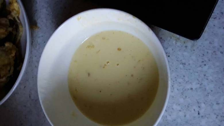 美味香菇茄盒,鸡蛋,淀粉和面粉等量,少量水