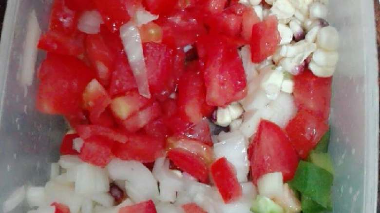 果蔬披萨,除番茄外，其它材料都煸炒一下