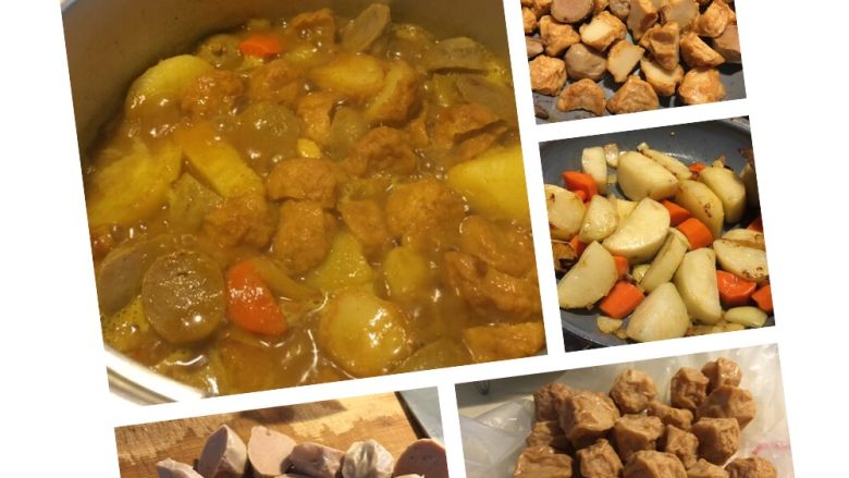咖喱鱼蛋,咖喱鱼蛋煮好了,盛饭或者粉,再倒入一到两勺混合鱼蛋土豆胡萝卜进去。或者小吃都很不错的选择。